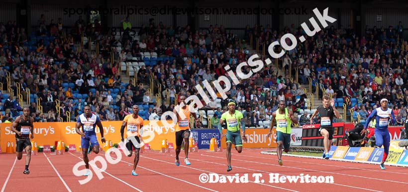 Mens 100 metres at the Sainsbury's Birmingham Grand Prix. Photos: David T. Hewitson/Sports for All Pics